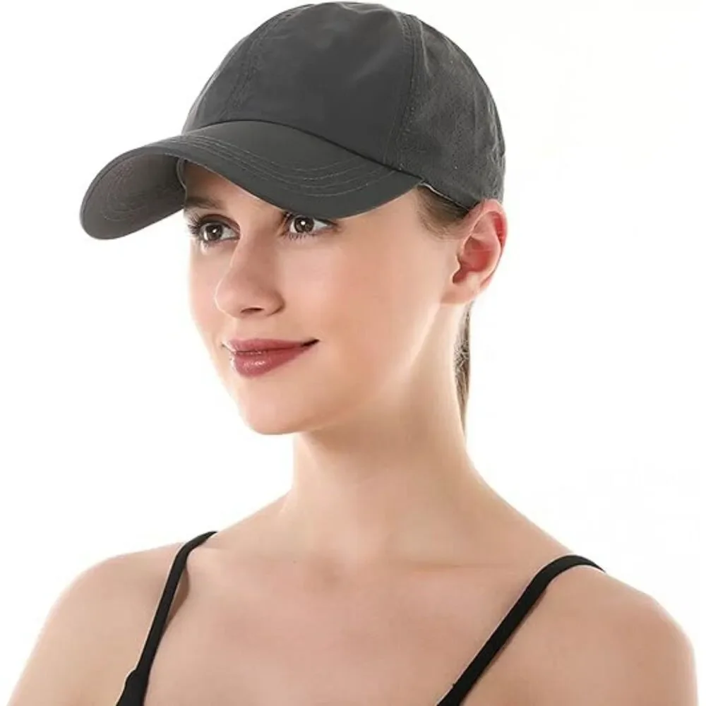 Women's Navy Blue Crises Cross Ponytail Adjustable High Messy Bun Baseball Cap